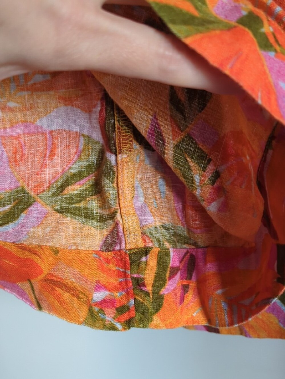 Like New Linen Pants Floral Smocked Stretch Waist Pockets! - Picture 5 of 11